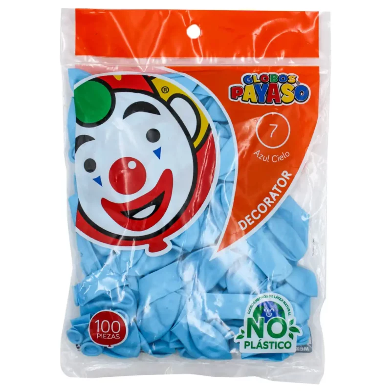 GLOBO FIESTA C/100 NO. 7 AZUL CIELO