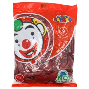 GLOBO FIESTA C/100 NO. 9 ROJO CEREZA