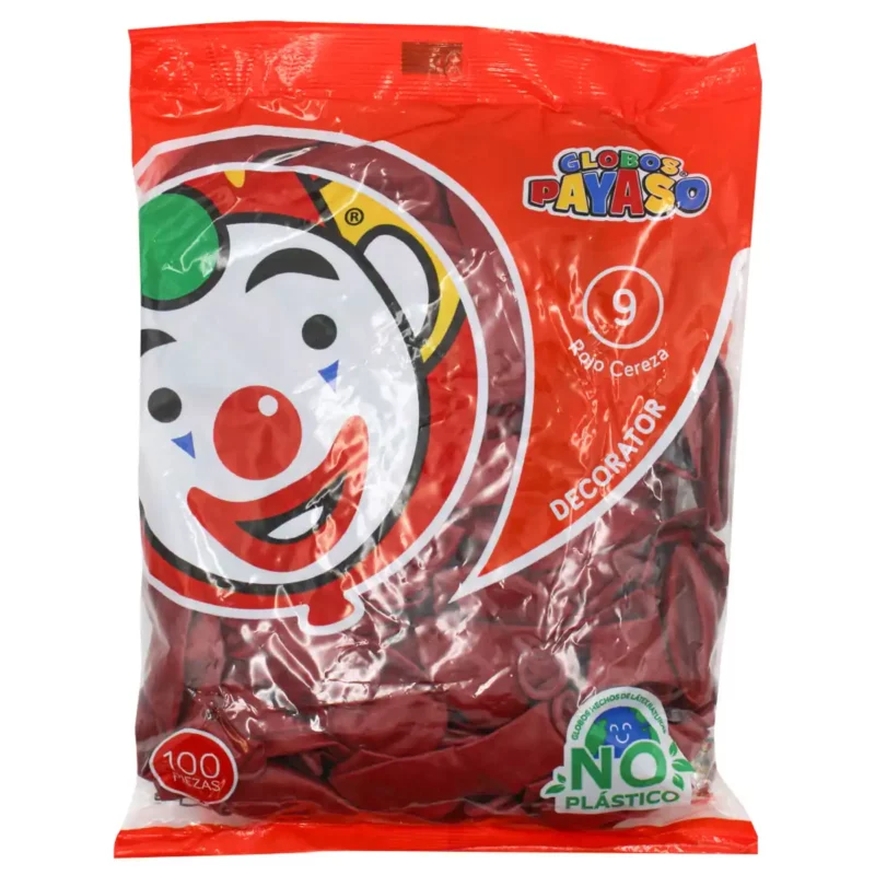 GLOBO FIESTA C/100 NO. 9 ROJO CEREZA
