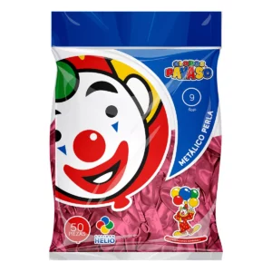 GLOBO METALICO PERLA C/50 NO. 9 ROSA