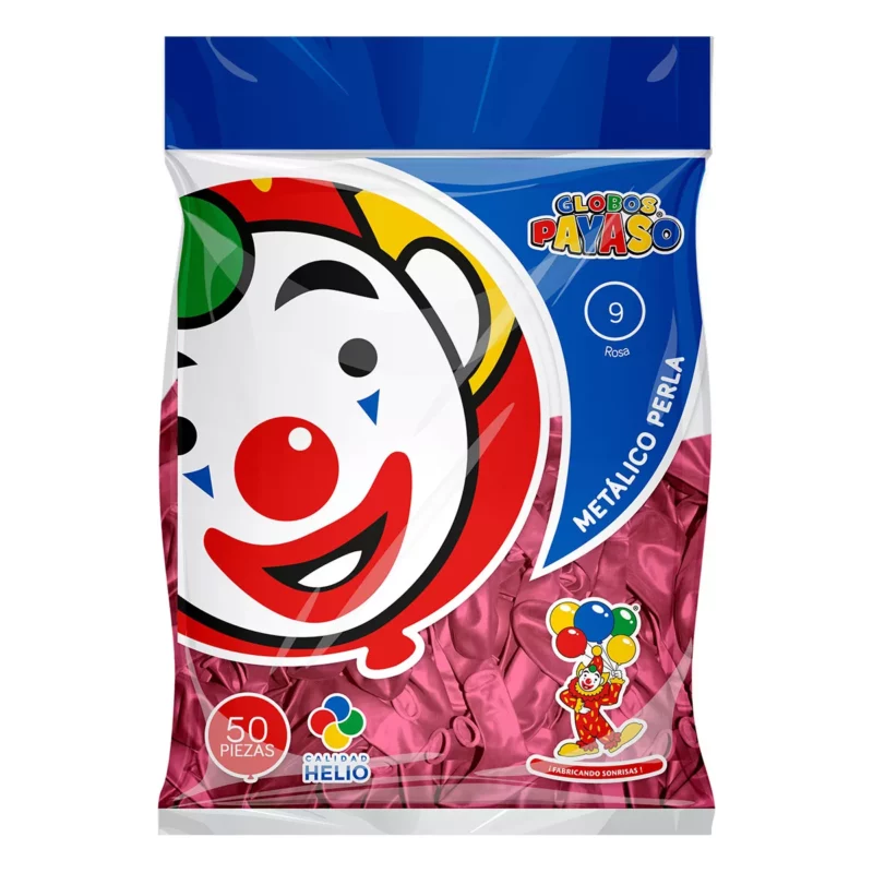 GLOBO METALICO PERLA C/50 NO. 9 ROSA