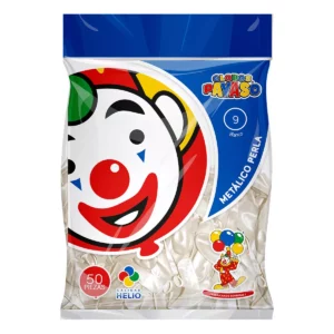 GLOBO METALICO PERLA C/50 NO. 9 BLANCO