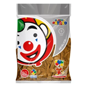 GLOBO METALICO C/50 NO. 9 DORADO