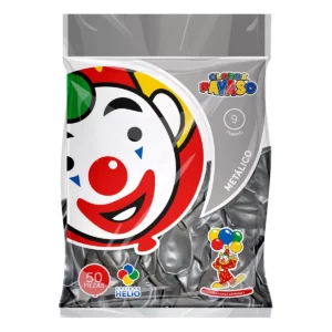GLOBO METALICO C/50 NO. 9 PLATA