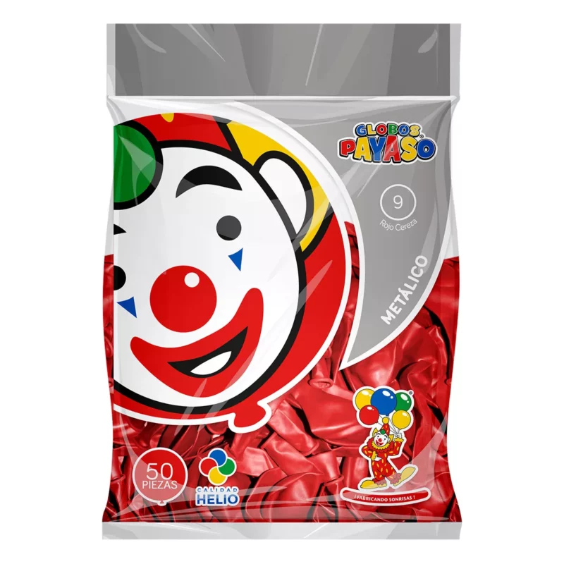 GLOBO METALICO C/50 NO. 9 ROJO CEREZA