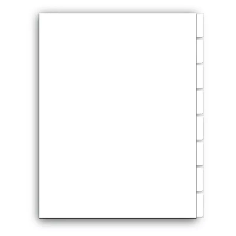 SEPARADOR CARTA BLANCO 8 DIVISIONES SIN PERFORACION ATADO DE 10 PZAS.