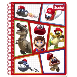 CUADERNO PROFESIONAL 100H MARIO BROS RAYA ATADO DE 4 PZAS.