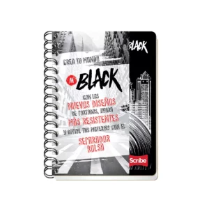 CUADERNO FRANCES 100HJS BLACK C5 ATADO DE 4 PZAS.
