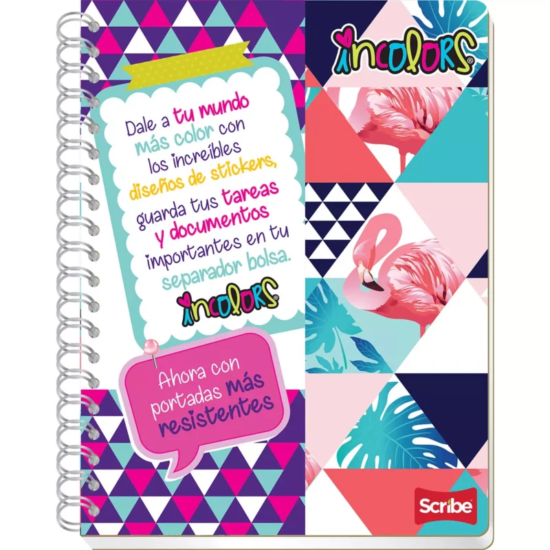 CUADERNO PROFESIONAL 100HJ IN COLORS RAYA ATADO DE 4 PZAS.