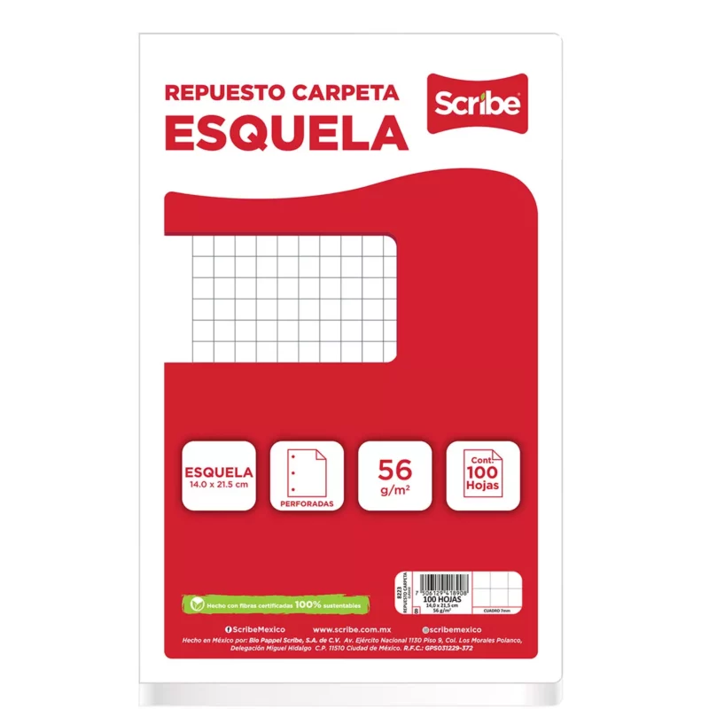 HOJA PARA CARPETA ESQUELA C/100 C7 ATADO DE 4 PZAS.
