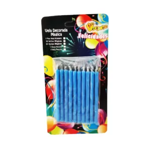 VELA PASTEL MAGICA AZUL ATADO DE 10 PZAS.