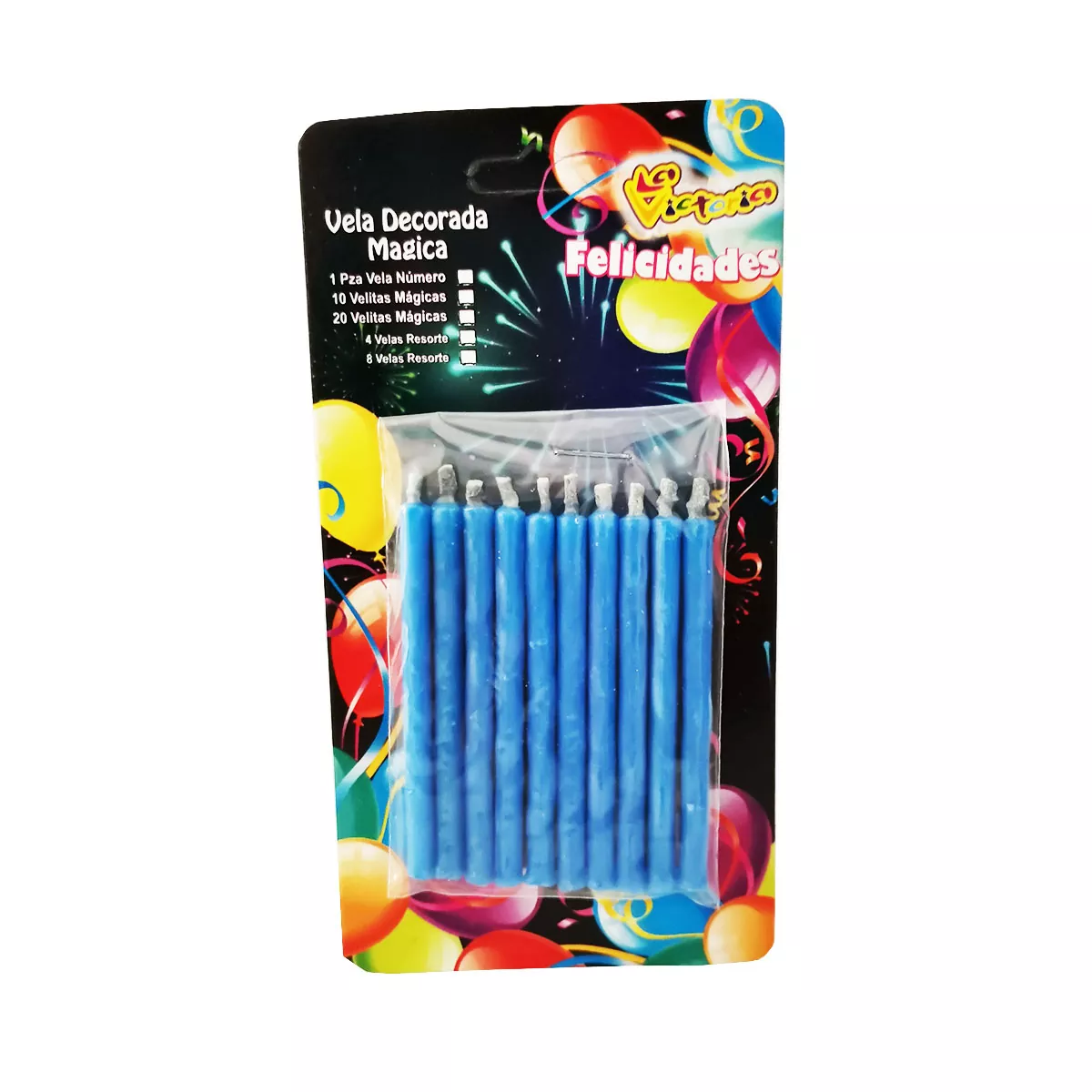 VELA PASTEL MAGICA AZUL ATADO DE 10 PZAS.