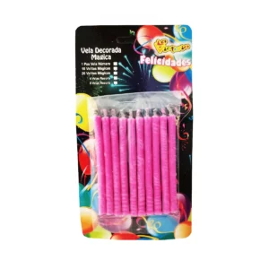 VELA PASTEL MAGICA ROSA ATADO DE 10 PZAS.
