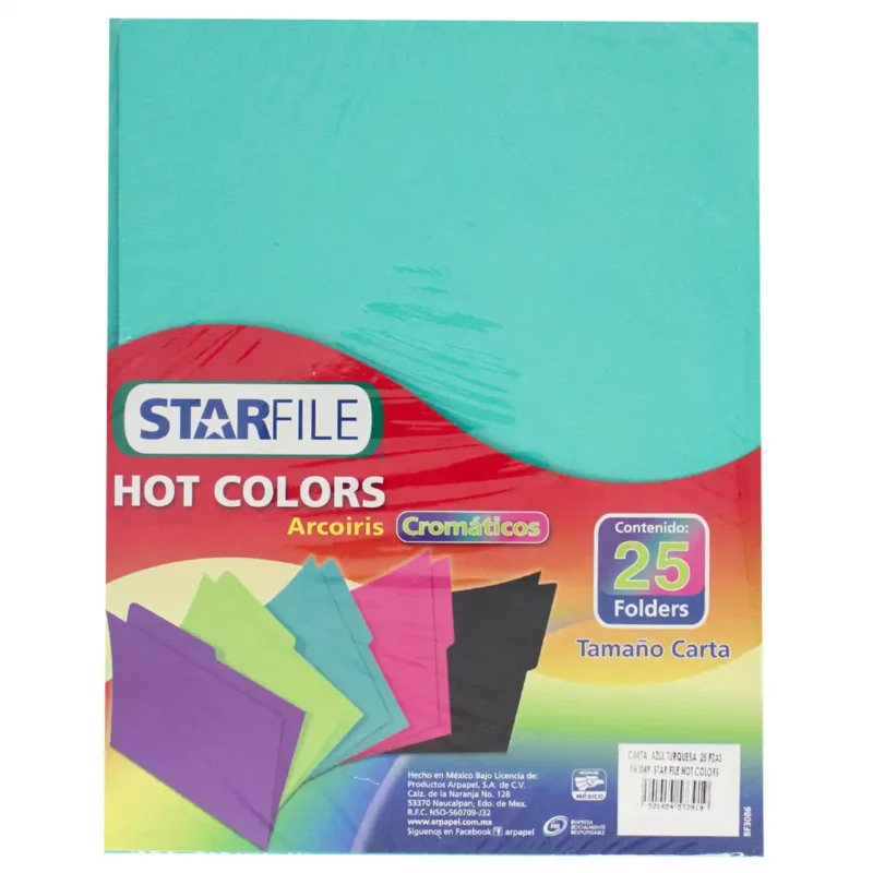 FOLDER CARTA C/25 HOT COLORS TURQUESA
