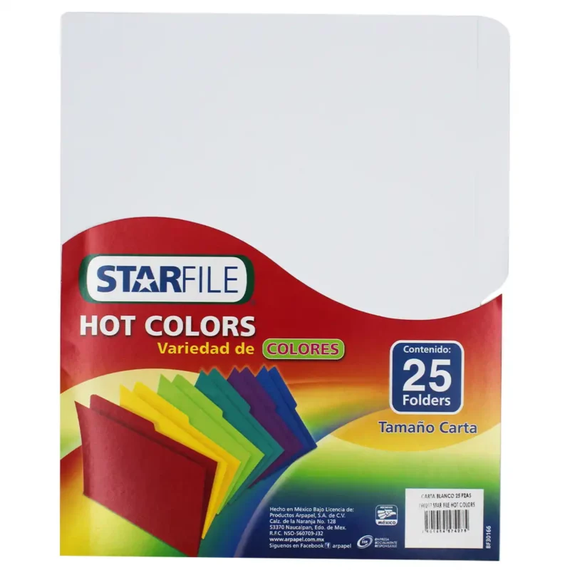 FOLDER CARTA C/25 HOT COLORS BLANCO