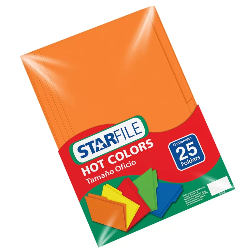FOLDER OFICIO C/25 HOT COLORS NARANJA