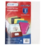 FOLDER CARTA PLASTIFICADO BLANCO PY1060 ATADO DE 5 PZAS.