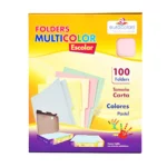 FOLDER CARTA MULTICOLOR C/100 PASTEL COLORES SURTIDOS