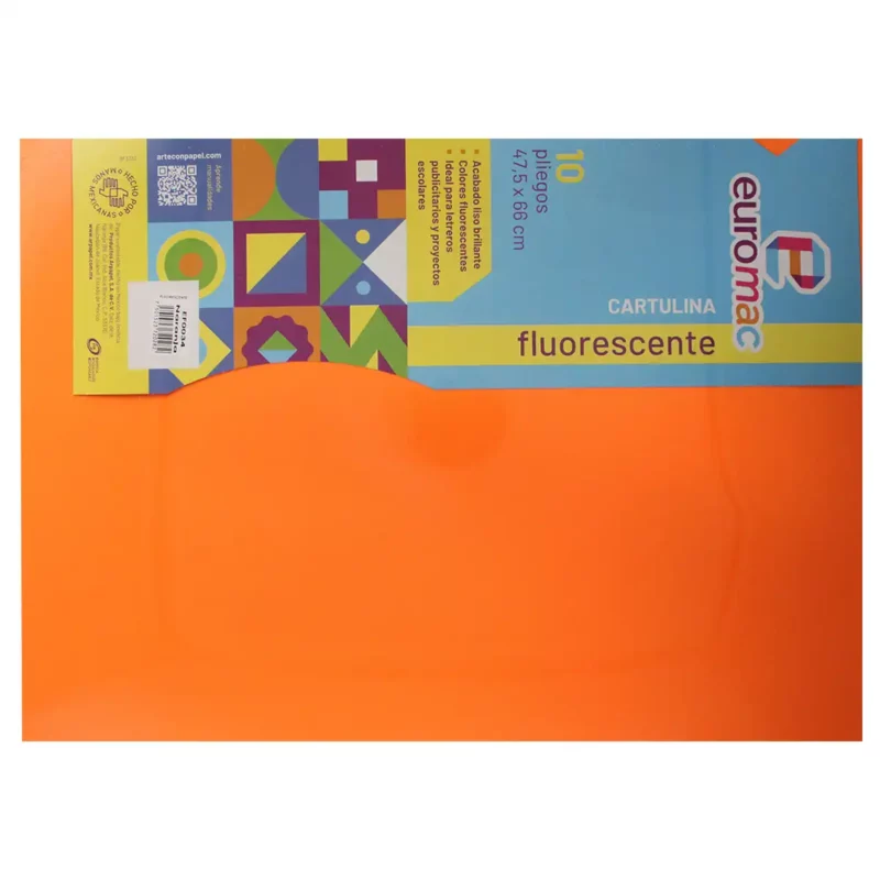 CARTULINA FLUORESCENTE C/10 NARANJA