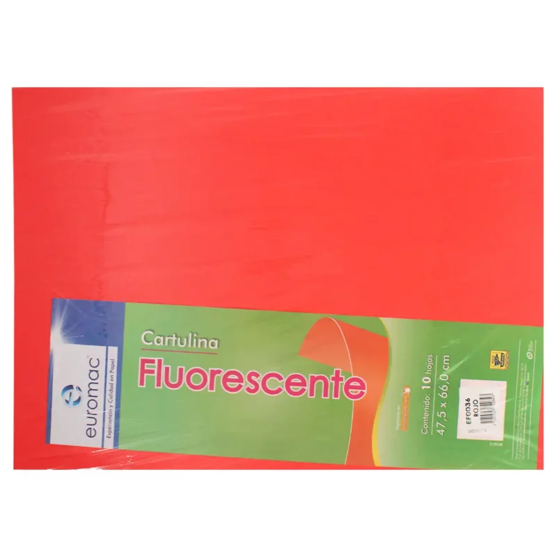 CARTULINA FLUORESCENTE C/10 ROJO