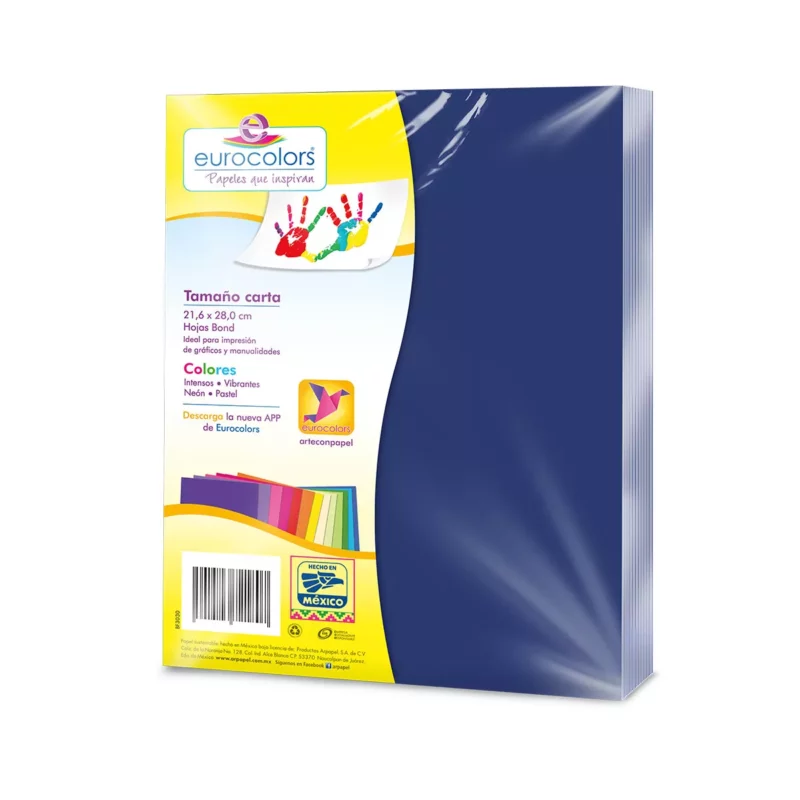 HOJA CARTA EUROCOLORS C/100 AZUL AQUAMARINO