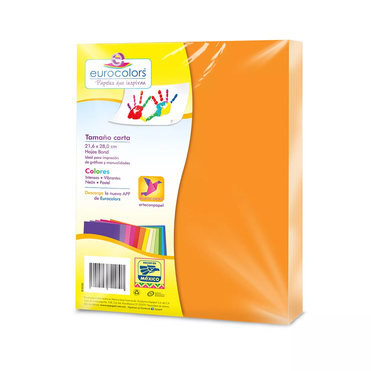 HOJA CARTA EUROCOLORS C/100 NEON PAPAYA