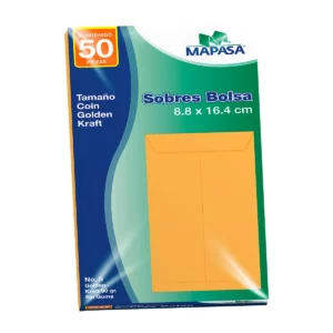 SOBRE COIN NO. 5 GOLDEN KRAFT 90GRS 8.8X16.CMS ENGOMADO C/50 IM0168