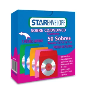 SOBRE CD VENTANA CIRCULAR ARCOIRIS C/50