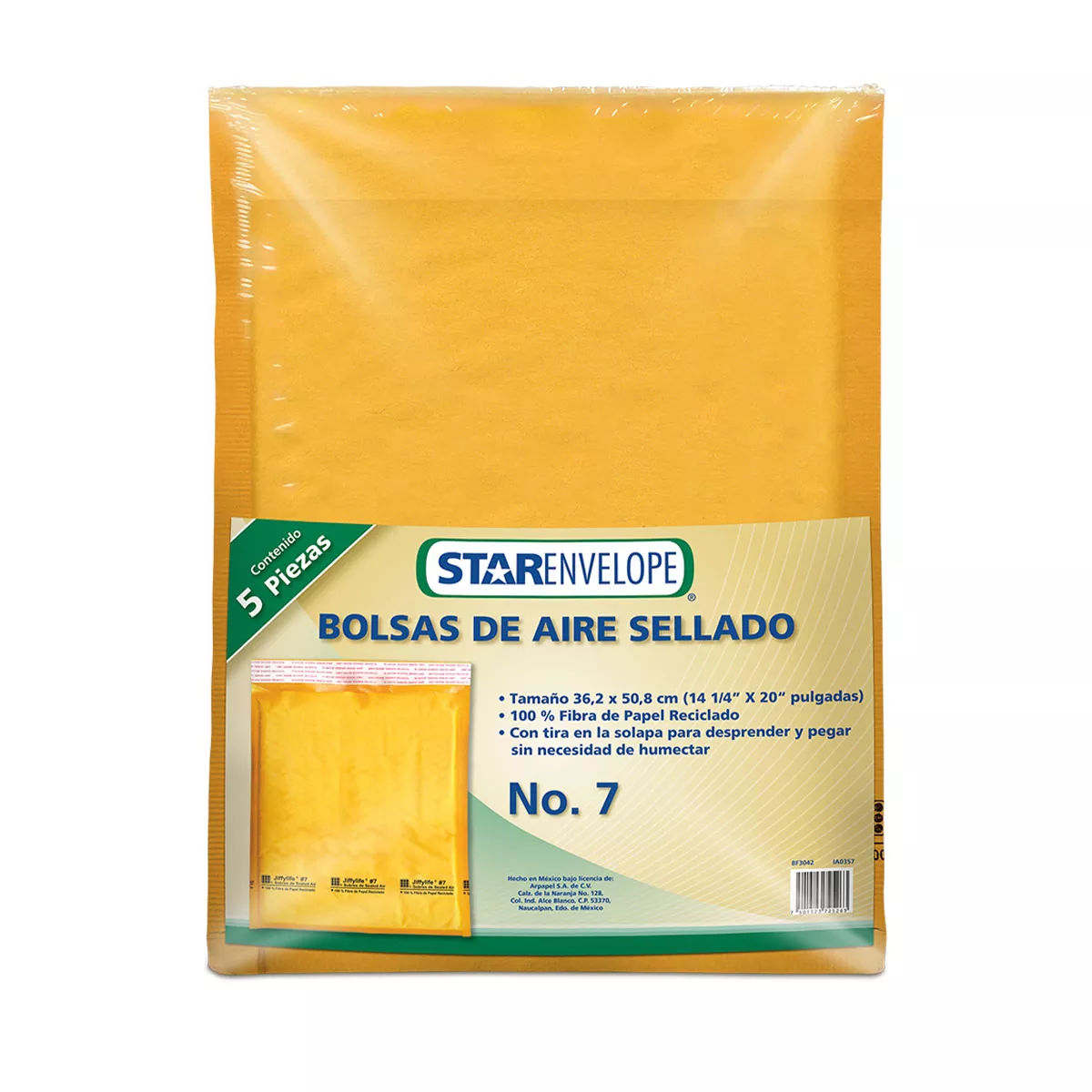 BOLSA AIRE SELLADO 36.2 X 50.8CMS NO. 7 ATADO DE 5 PZAS.