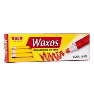 MARCADOR DE CERA WAXOS AMARILLO ATADO DE 12 PZAS.
