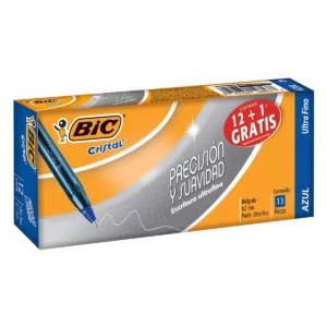 BOLIGRAFO CRISTAL DIAMANTE 0.7MM AZUL ATADO DE 12 PZAS.