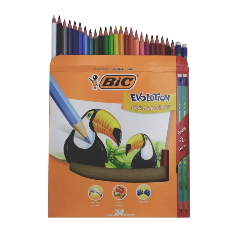 COLORES BIC EVOLUTION 3MM C/24 + 2 LAPIZ ATADO DE 2 PZAS. - Imagen 2