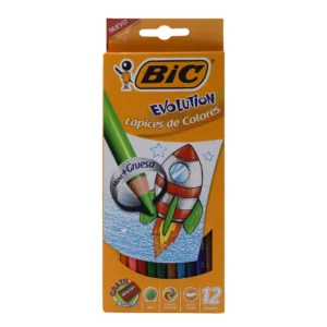 COLORES BIC EVOLUTION 4MM C/12 ATADO DE 2 PZAS.
