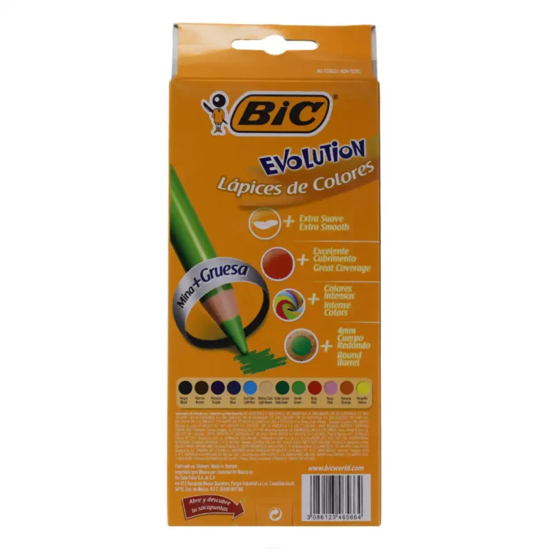COLORES BIC EVOLUTION 4MM C/12 ATADO DE 2 PZAS. - Imagen 2