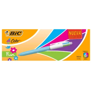 BOLIGRAFO PM 4 COLORES FASHION PASTEL ATADO DE 6 PZAS.