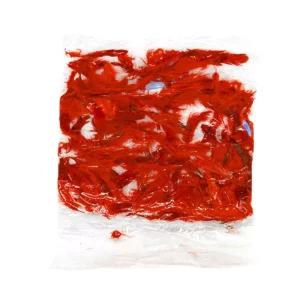 PLUMA DE AVE ROJA ATADO DE 10 PZAS.