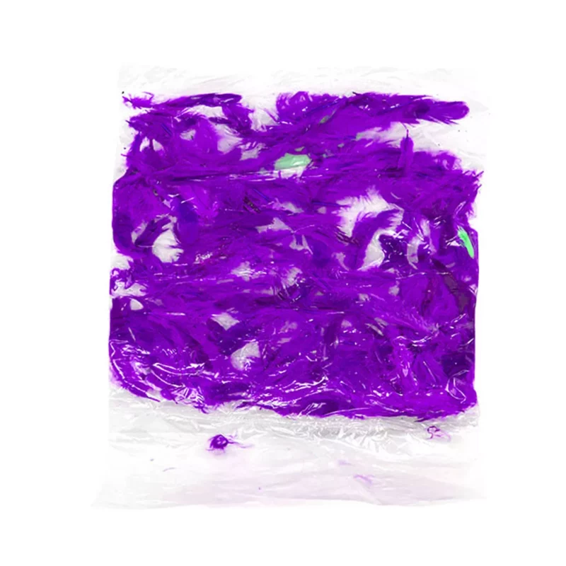 PLUMA DE AVE MORADA ATADO DE 10 PZAS.