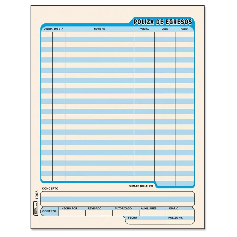BLOCK POLIZA EGRESO 50HJS PRINTA 1005 ATADO DE 3 PZAS.