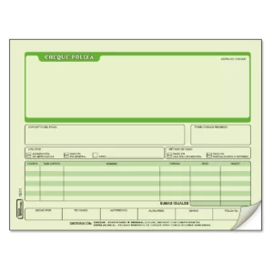 BLOCK CHEQUE POLIZA 25JGS PRINTA 1011 ATADO DE 3 PZAS.