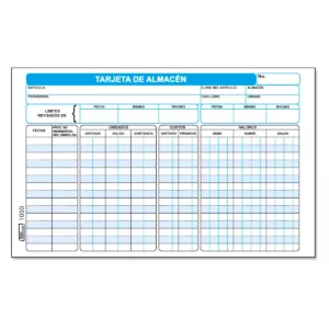 TARJETA DE ALMACEN C/50 PRINTA 1050