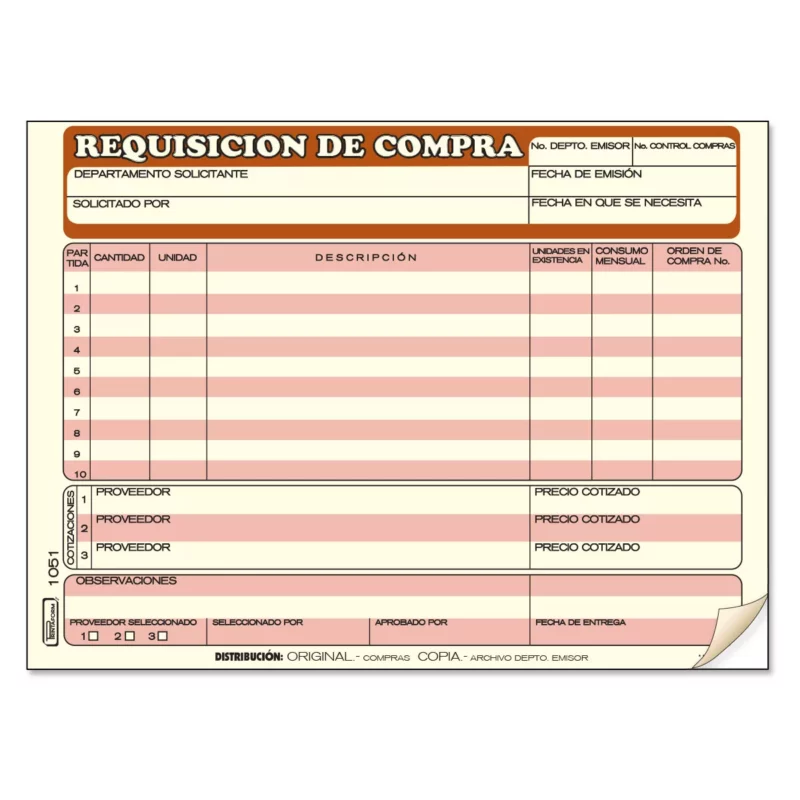 BLOCK REQUISICION DE COMPRA PRINTA 1051 ATADO DE 3 PZAS.