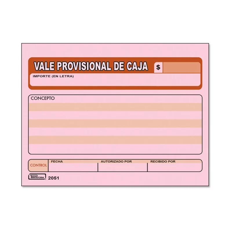 BLOCK VALE PROVISIONAL CAJA 50HJS 2051 ATADO DE 3 PZAS.