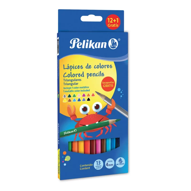 COLORES TRIANGULAR 4MM C/12 PELIKAN ATADO DE 4 PZAS.