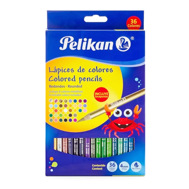 COLORES LARGOS 4MM C/36 PELIKAN ATADO DE 2 PZAS.