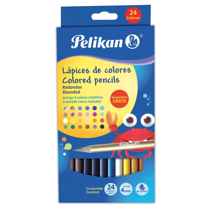 COLORES LARGOS 4MM C/24 PELIKAN ATADO DE 2 PZAS.