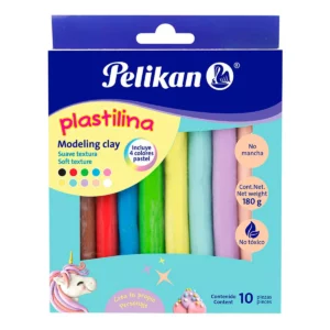 PLASTILINA PELIKAN C/10 BARRITAS PASTEL ATADO DE 5 PZAS.
