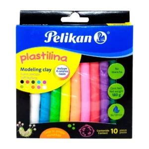 PLASTILINA PELIKAN C/10 BARRITAS NEON. ATADO DE 5 PZAS.