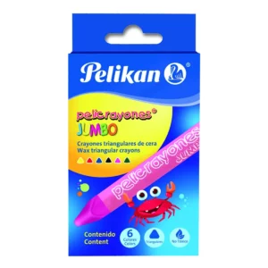 CRAYON TRIANGULAR JUMBO C/6 PELIKAN ATADO DE 5 PZAS.