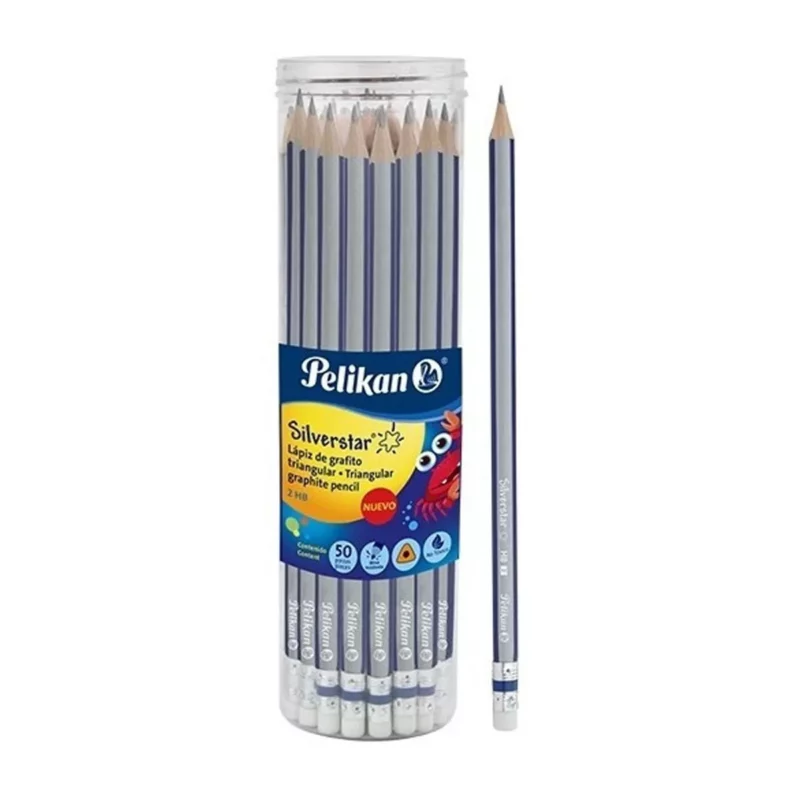 LAPIZ DE GRAFITO NO. 2 HB C/50 TRIANGULAR SILVERSTAR