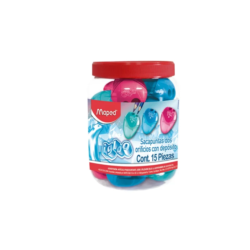 SACAPUNTAS CON DEPOSITO 2 ORIFICIOS IGLOO 033080 ATADO DE 15 PZAS.